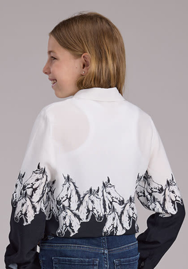 Roper Youth Horses Border Print Snap