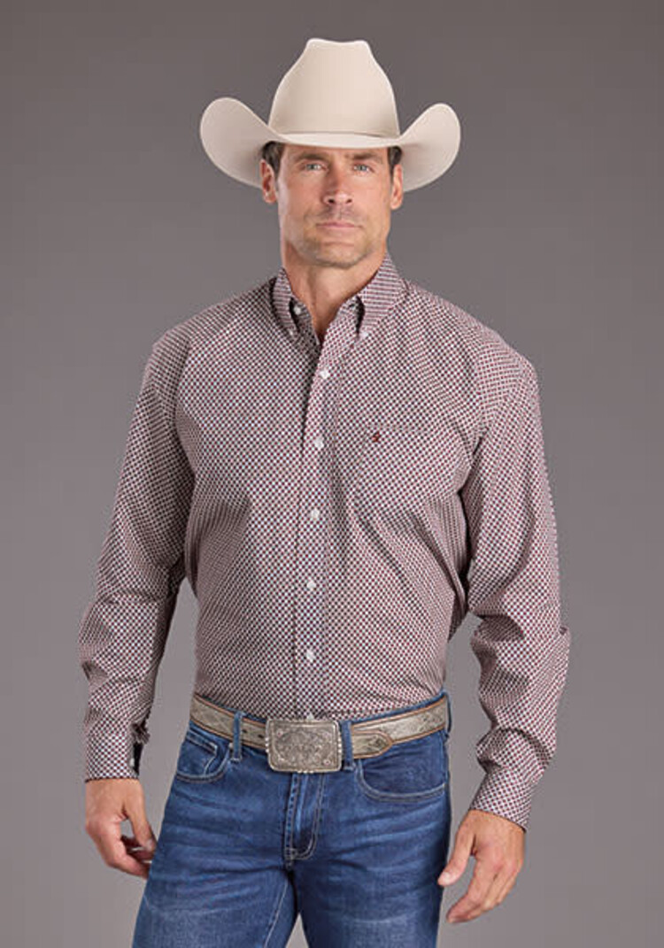 Stetson One Pocket Button Diamond Print Wine