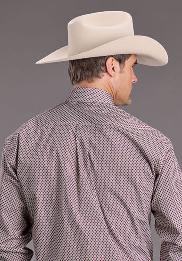 Stetson One Pocket Button Diamond Print Wine