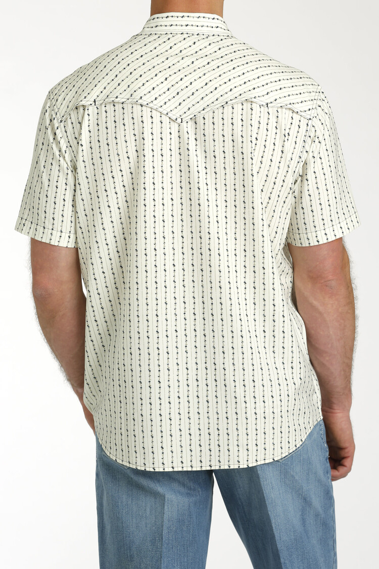 Cinch Striped Cream Camp Shirt