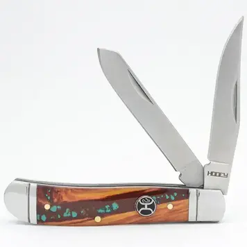 HOOey Durango Trapper Knife Brown Turquoise 4 1/4"