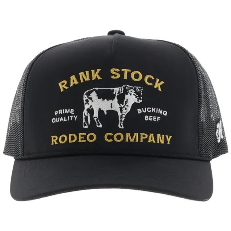 HOOey Rank Stock Hat Black w Yellow Stitching