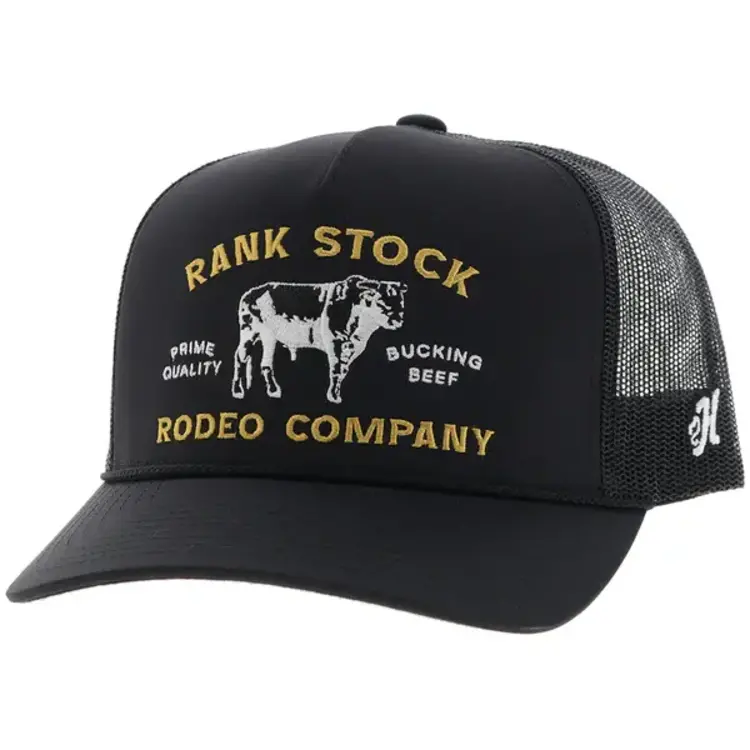 HOOey Rank Stock Hat Black w Yellow Stitching