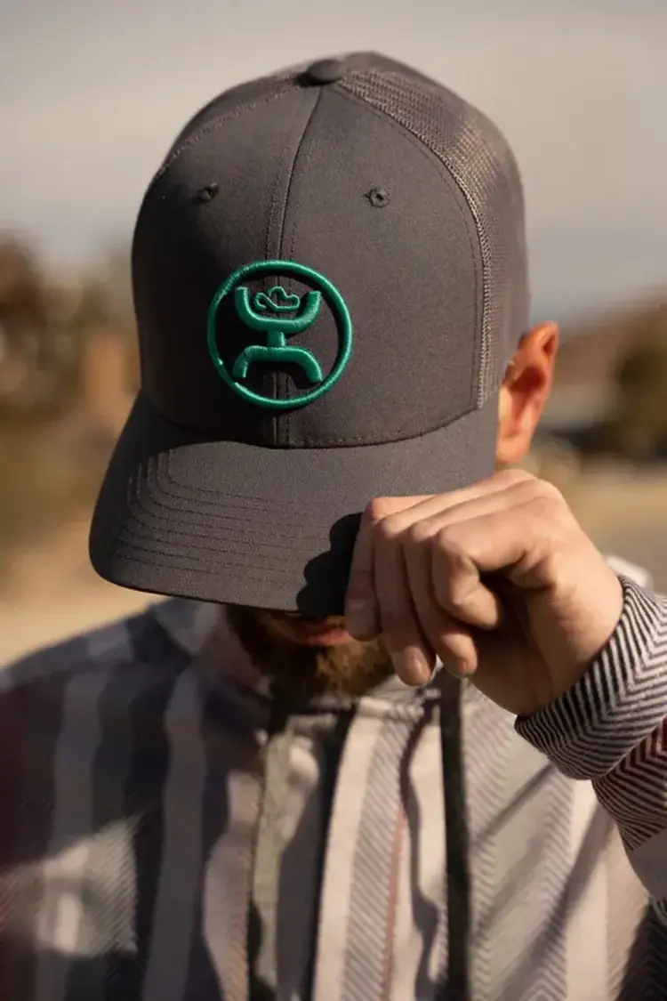 HOOey O-Classic Turquoise Logo Trucker Grey