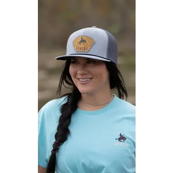 HOOey Cavvy Punchy Hat Grey w Leather Patch