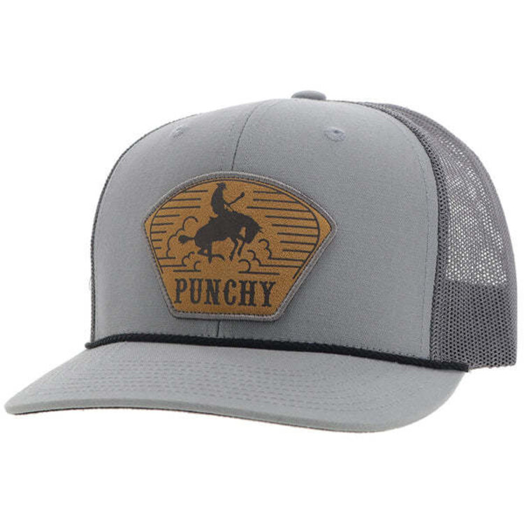 HOOey Cavvy Punchy Hat Grey w Leather Patch