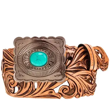 HOOey Rogue Belt Tan w Filigree Cutouts