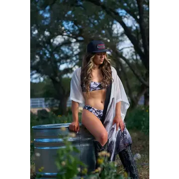 HOOey Cactus Print Kimono White Black One Size