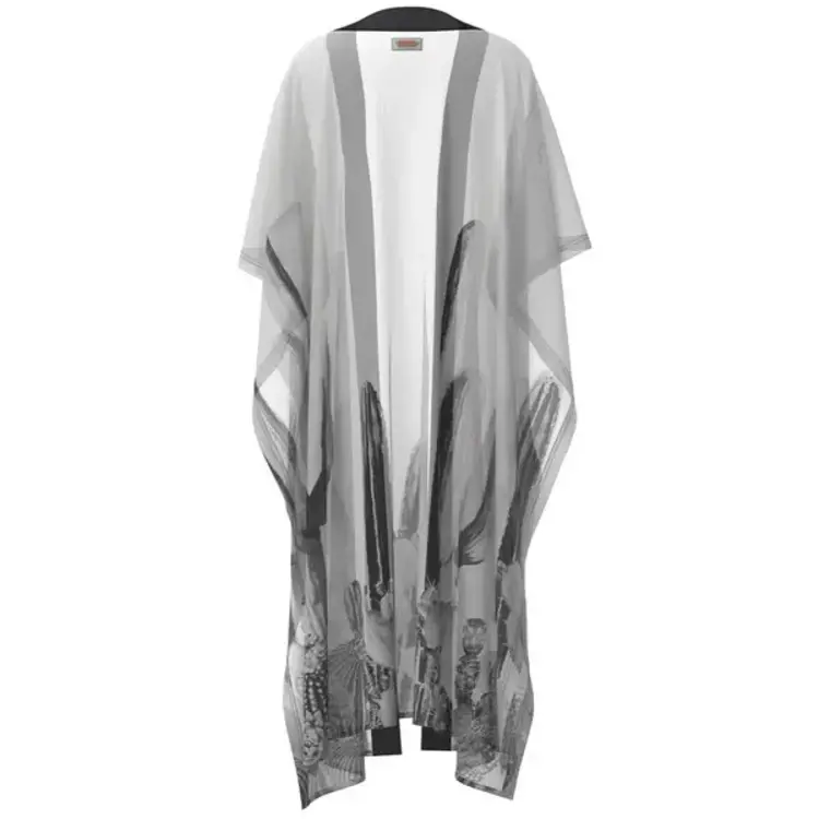 HOOey Cactus Print Kimono White Black One Size