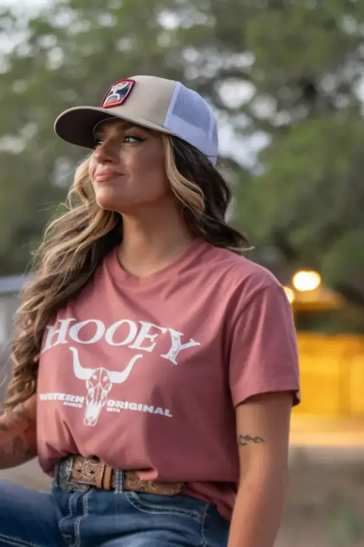 HOOey Icon Light Mahogany w White Logo Tee