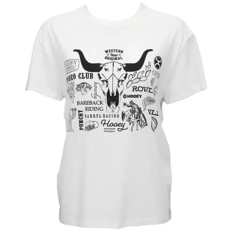 HOOey Roundup White w Black Logo Tee