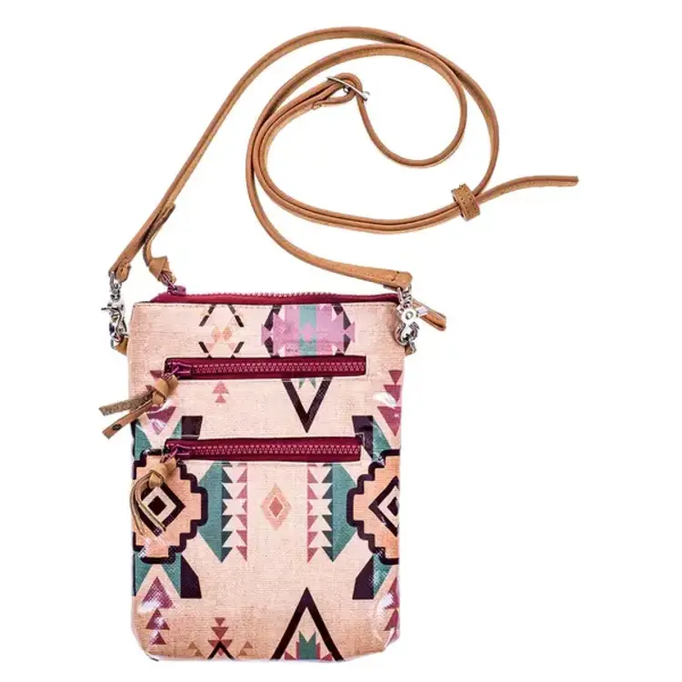 HOOey Nomad Pink Burgundy Aztec Crossbody Purse