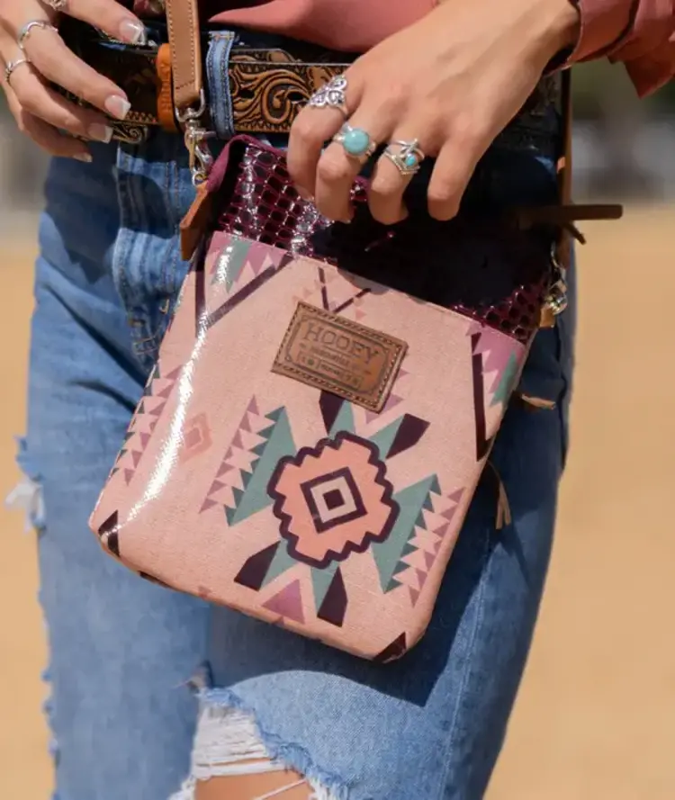 HOOey Nomad Pink Burgundy Aztec Crossbody Purse