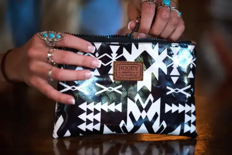 HOOey Puebla Black White Aztec  Arena Wristlet
