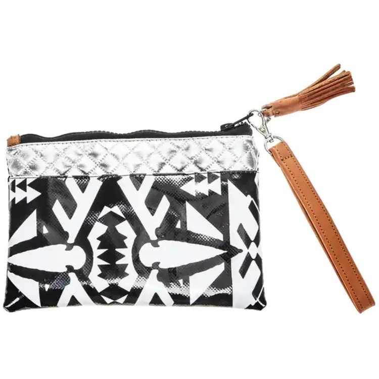 HOOey Puebla Black White Aztec  Arena Wristlet