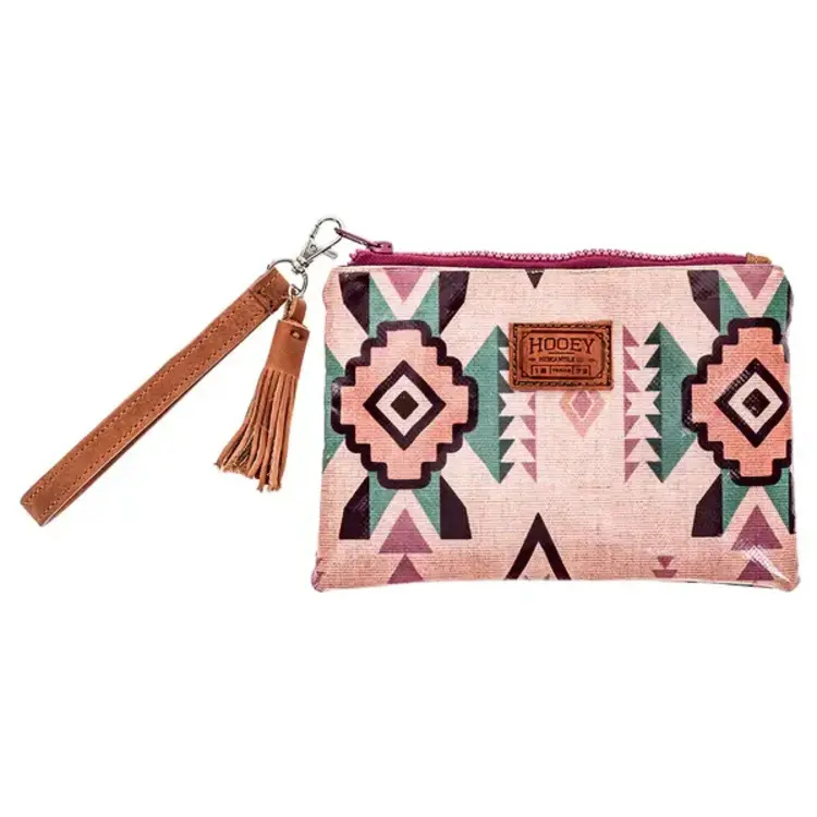 HOOey Nomad Pink w Burgundy Aztec Arena Wristlet