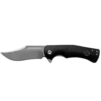 HOOey Black Micarta Clip Point Flipper Knife