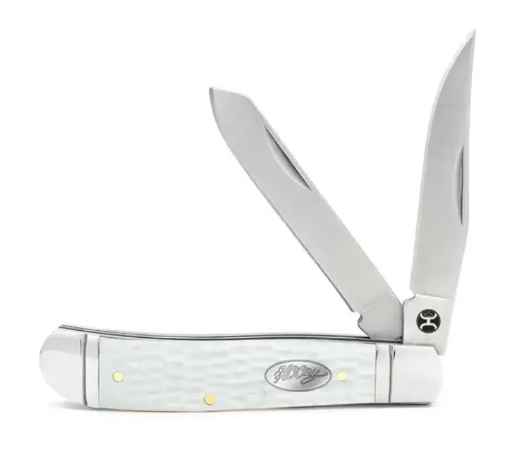 HOOey White Jig Bone Trapper Knife Large