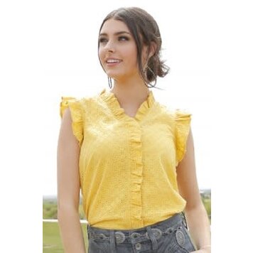 Cruel Denim Ruffled Sleeved Blouse Yellow