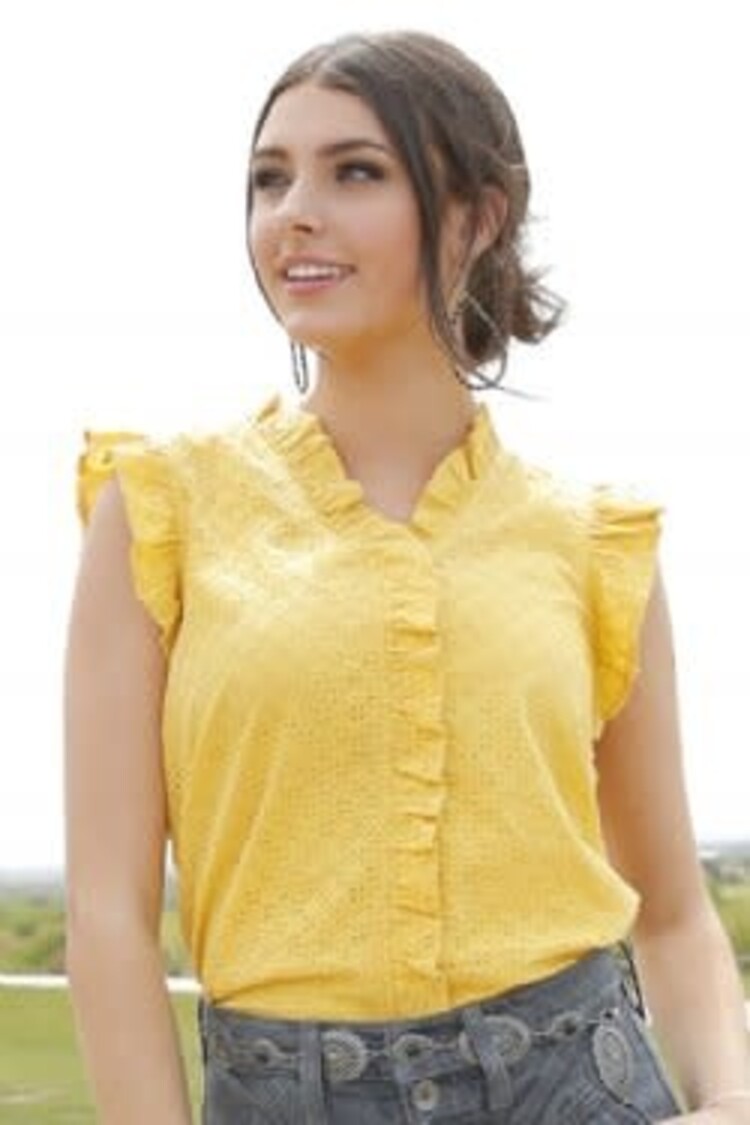 Cruel Denim Ruffled Sleeved Blouse Yellow