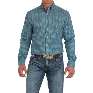 Cinch Modern Fit Geometric Light Blue Navy