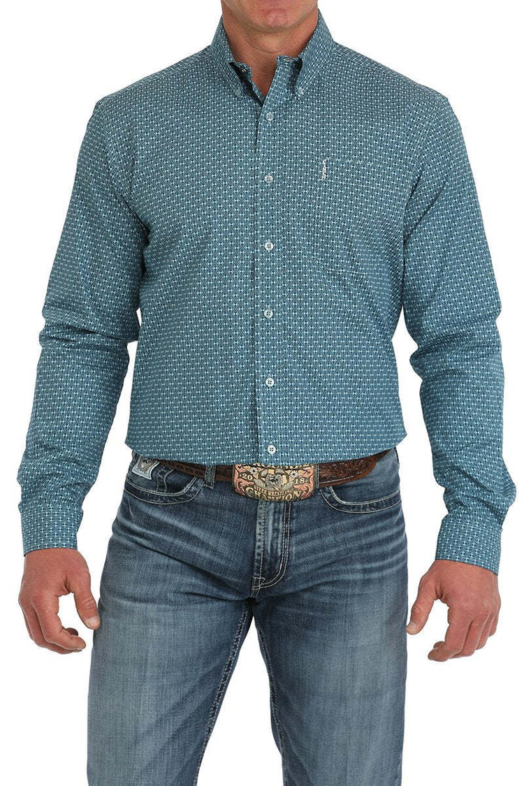 Cinch Modern Fit Geometric Light Blue Navy