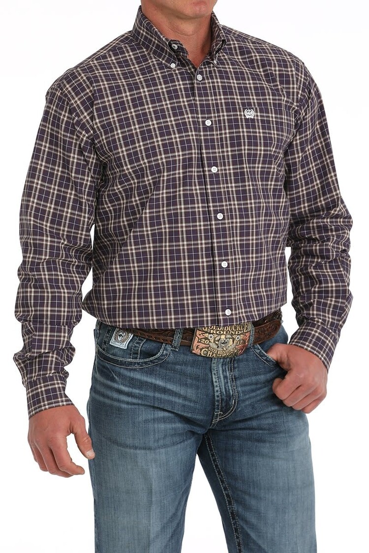 Cinch Classic Plaid Button Down Purple