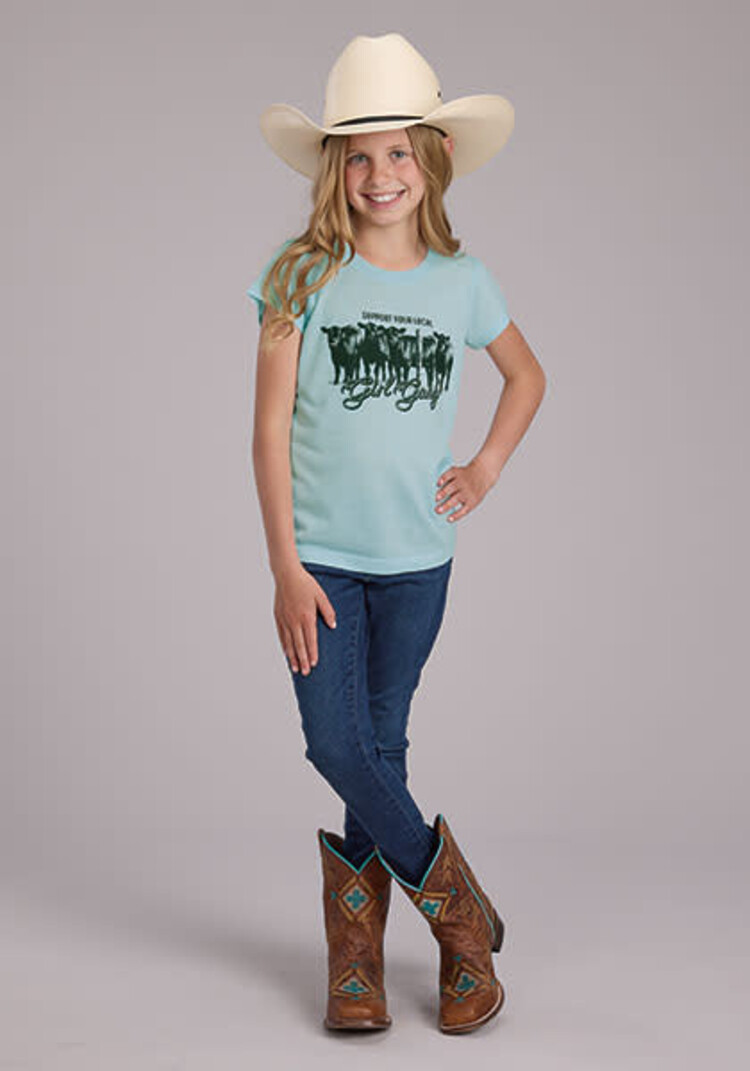 Roper Youth Girl Gang Tee Light Blue