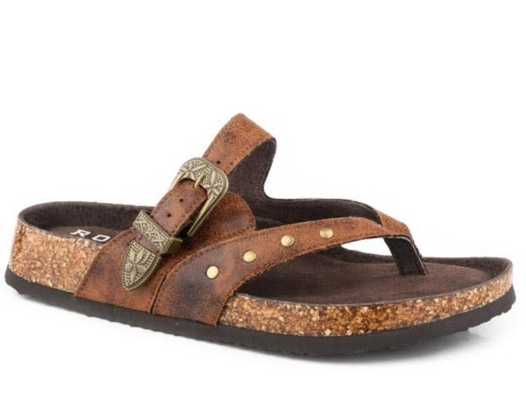 Roper Corrina Vintage Cognac Leather Sandal