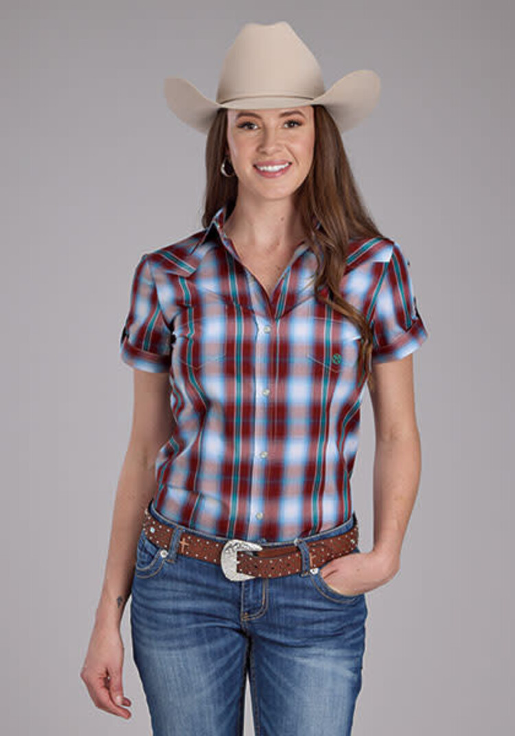 Roper Classic Plaid Button Up Red Blue