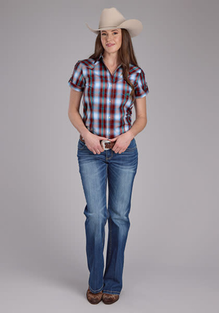 Roper Classic Plaid Button Up Red Blue