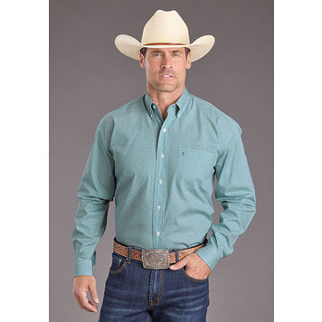 Stetson Mosaic Geometric Button Up Turquoise