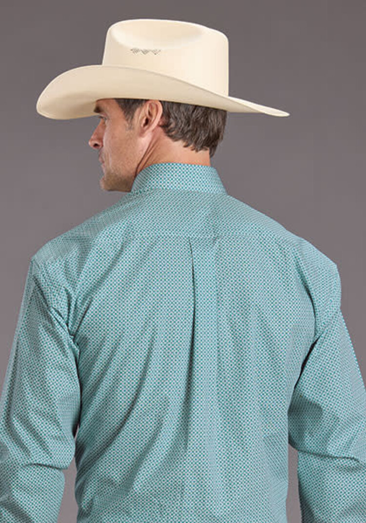 Stetson Mosaic Geometric Button Up Turquoise
