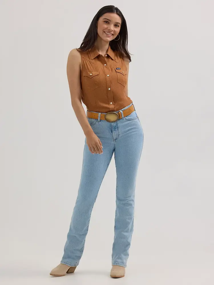 Wrangler Textured Slim Snap Tank Brown