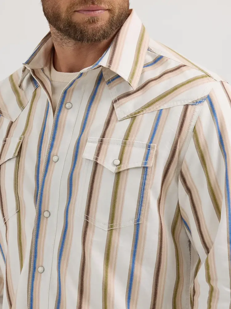 Wrangler Retro Brushpopper Snap Rusty Stripe