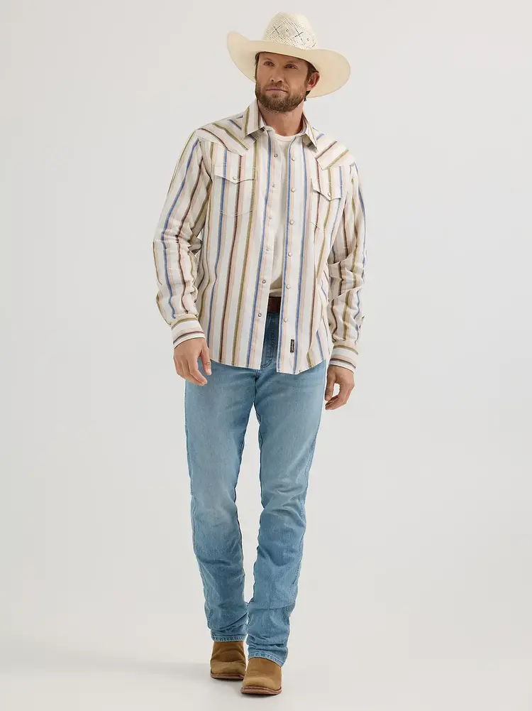 Wrangler Retro Brushpopper Snap Rusty Stripe