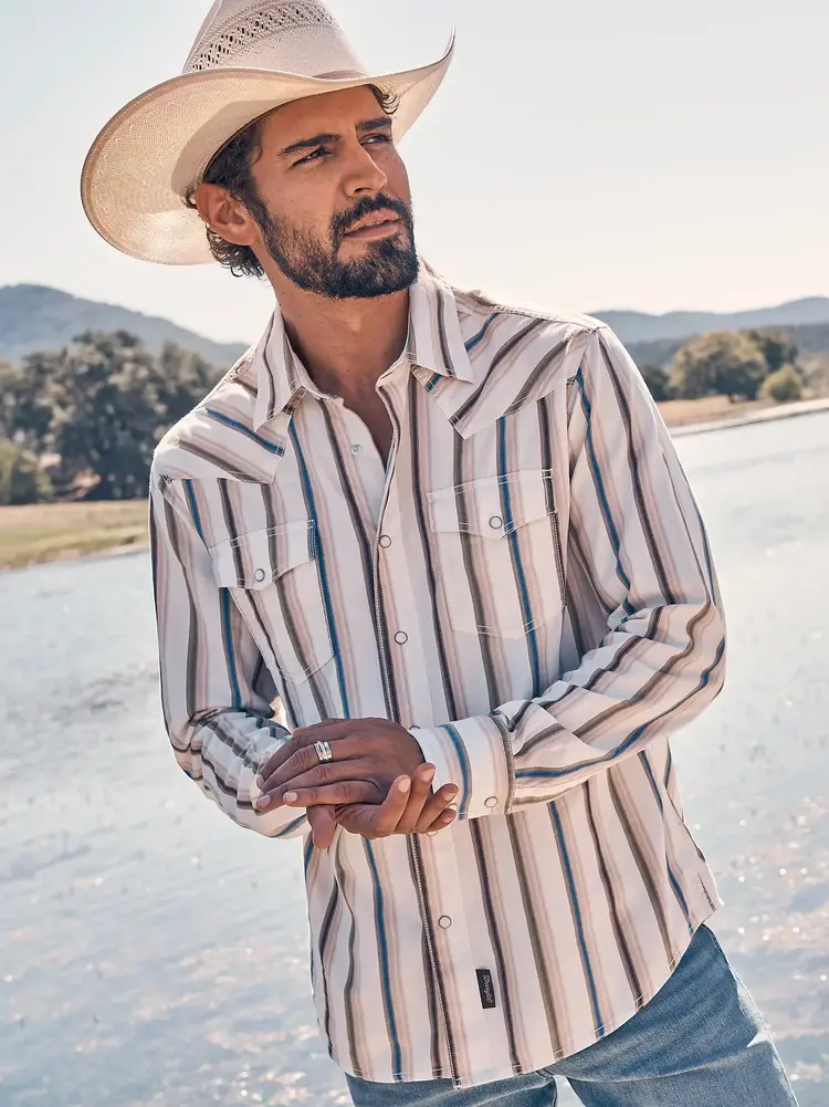 Wrangler Retro Brushpopper Snap Rusty Stripe