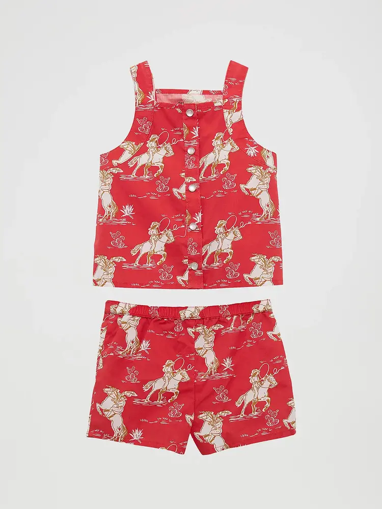 Wrangler Infant Horse Shorts Set Red