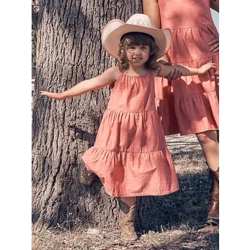 Wrangler Youth Strappy Tiered Maxi Dress Coral