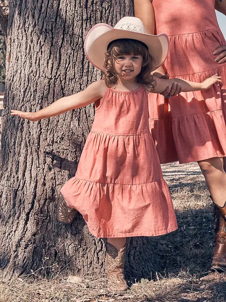 Wrangler Youth Strappy Tiered Maxi Dress Coral