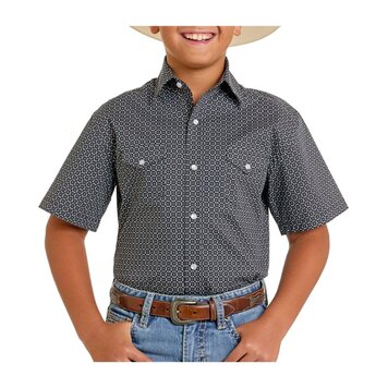Panhandle Western Wear Youth Short Sleeve Snap Black