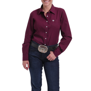 Cinch Solid Tailored Button Down Burgundy