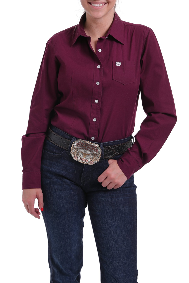 Cinch Solid Tailored Button Down Burgundy