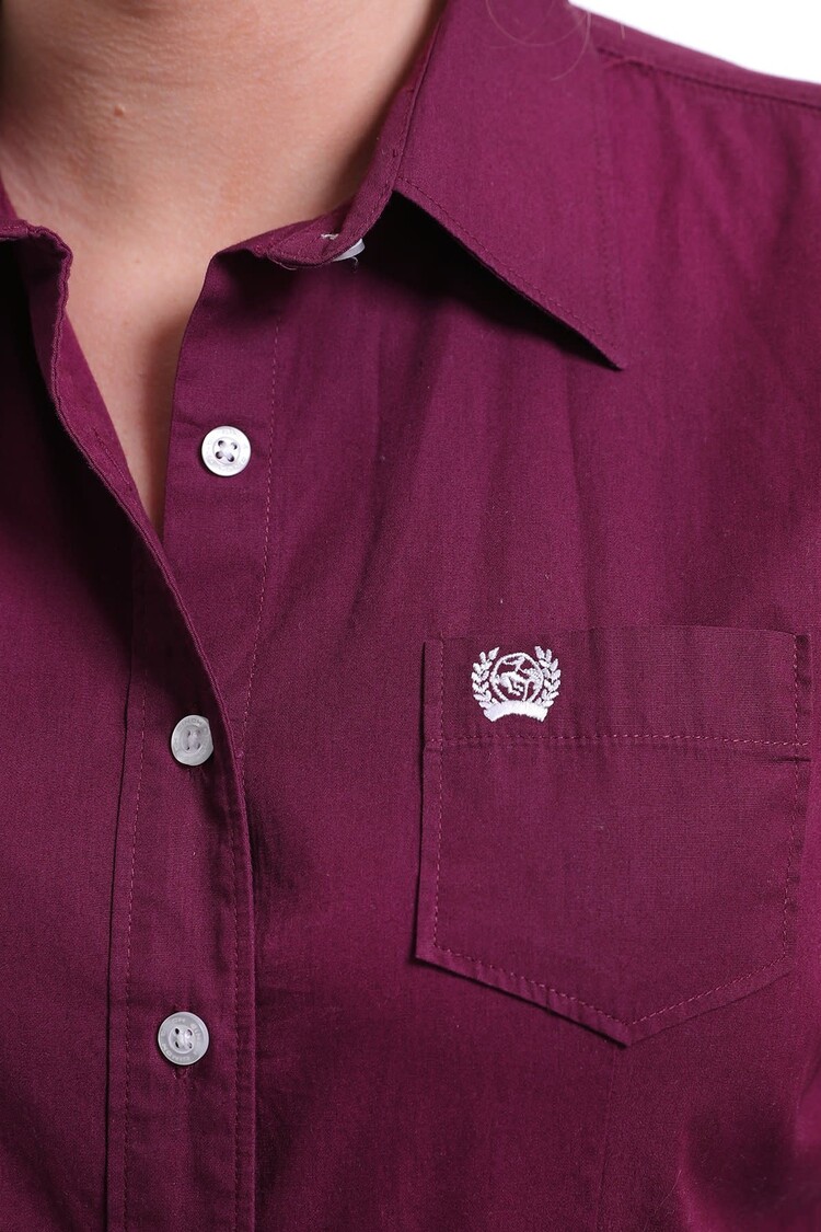 Cinch Solid Tailored Button Down Burgundy