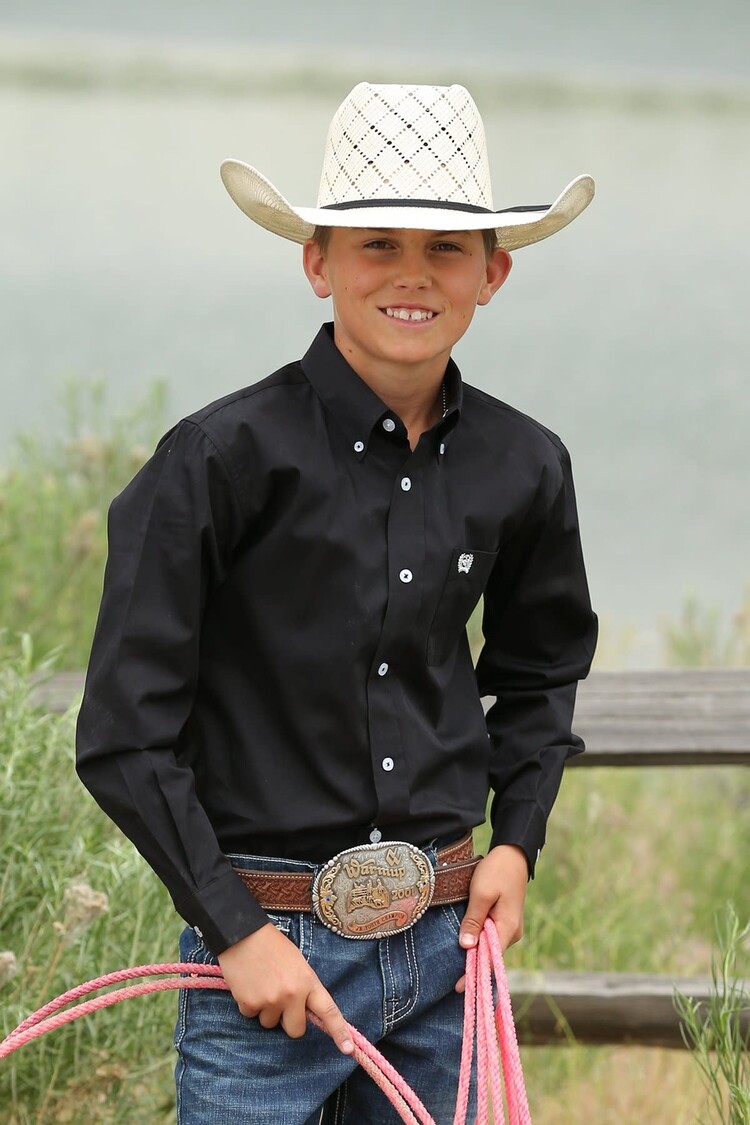Cinch Youth Solid Button Down Black