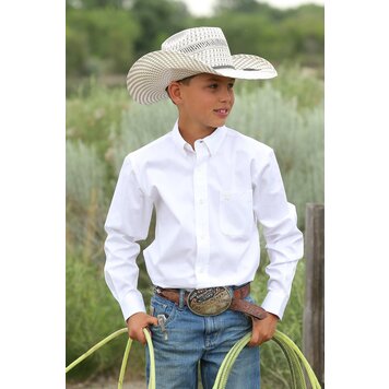Cinch Youth Solid Button Down White