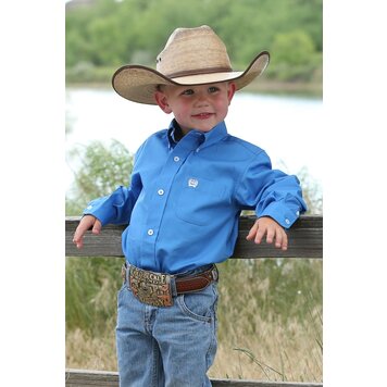 Cinch Youth Solid Button Down Blue