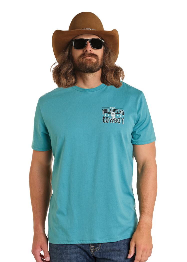 Dale Brisby You Ain't No Cowboy Skull Tee Teal