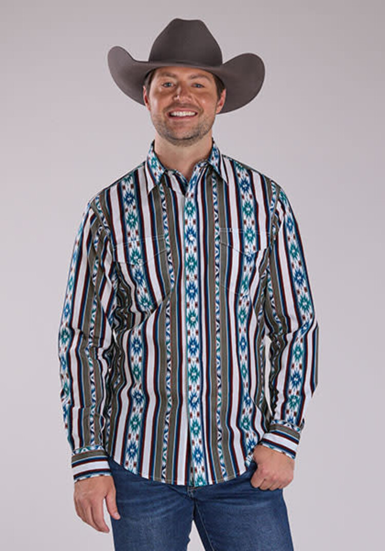 Roper Vertical Retro Stripe Snap Grey