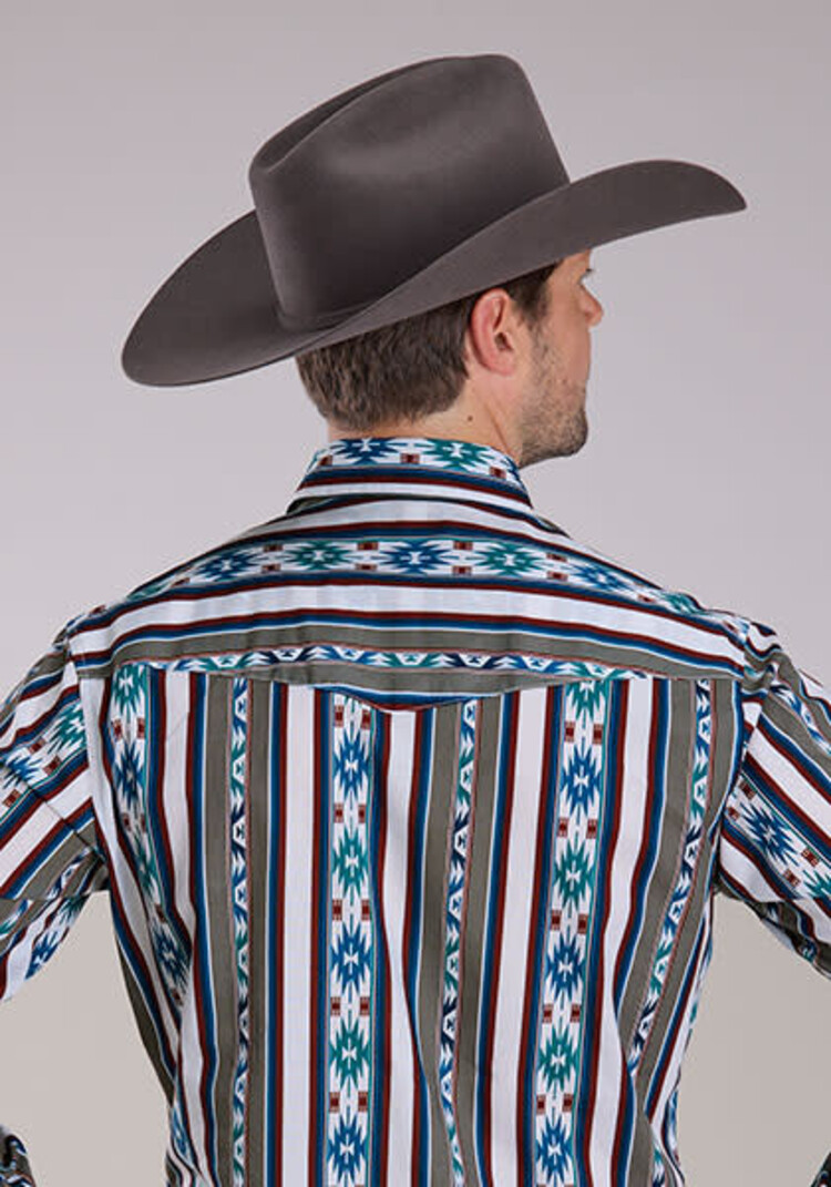 Roper Vertical Retro Stripe Snap Grey